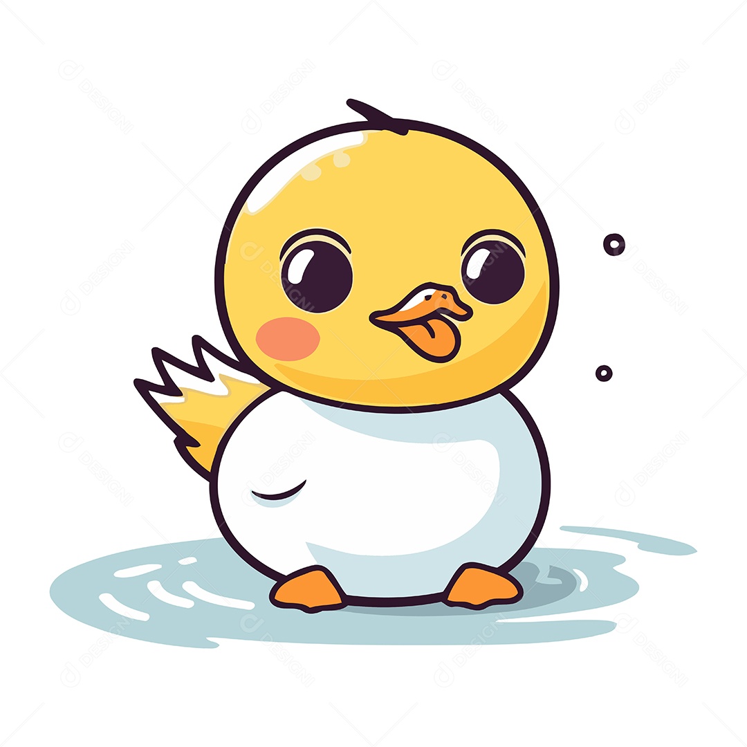 Filhote de Pato Fofo Ilustração Vetor EPS