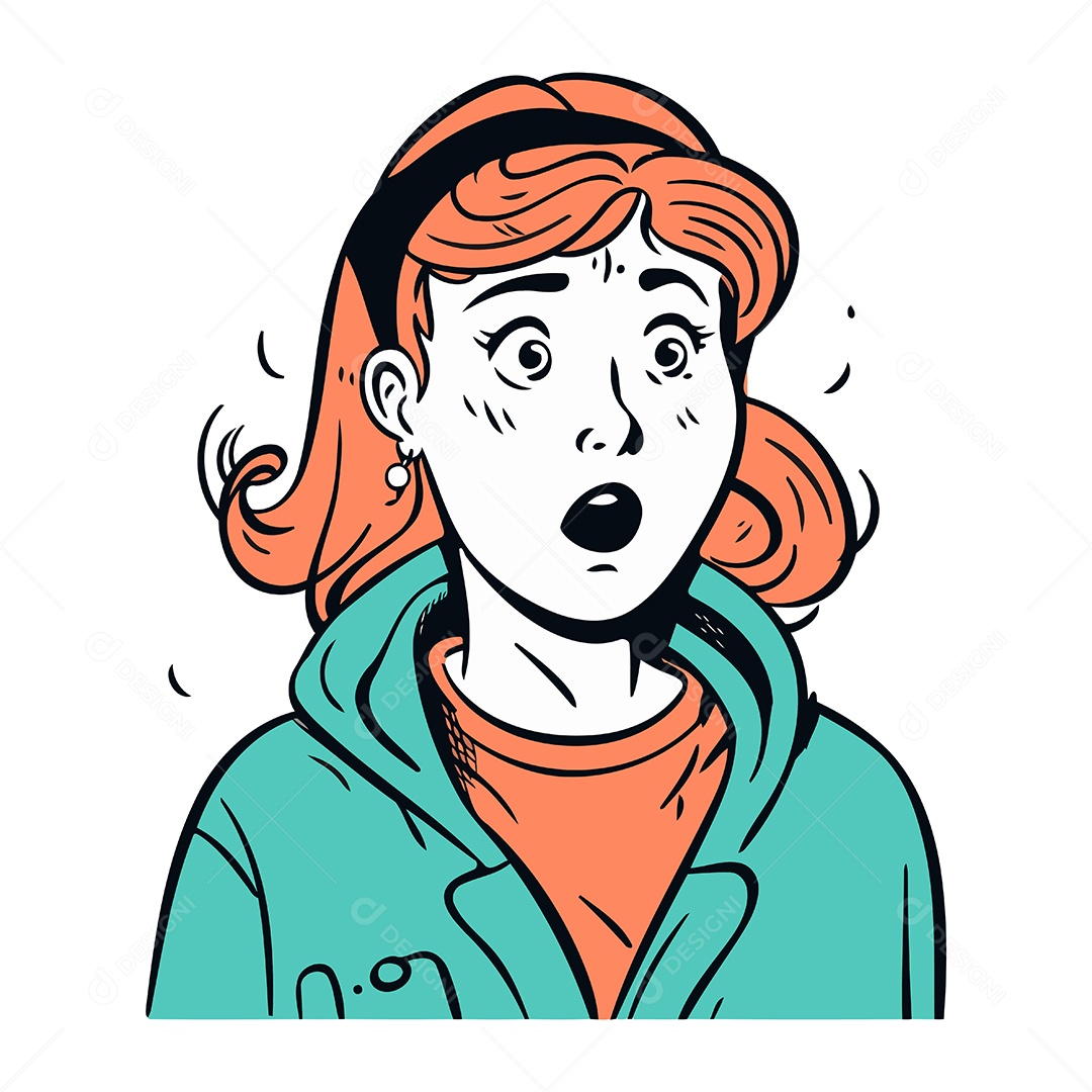 Mulher Surpresa de Desenho Animado Ilustração Vetor EPS
