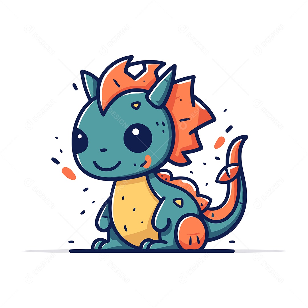 Dragão Fofo de Desenho Animado Ilustração Vetor EPS