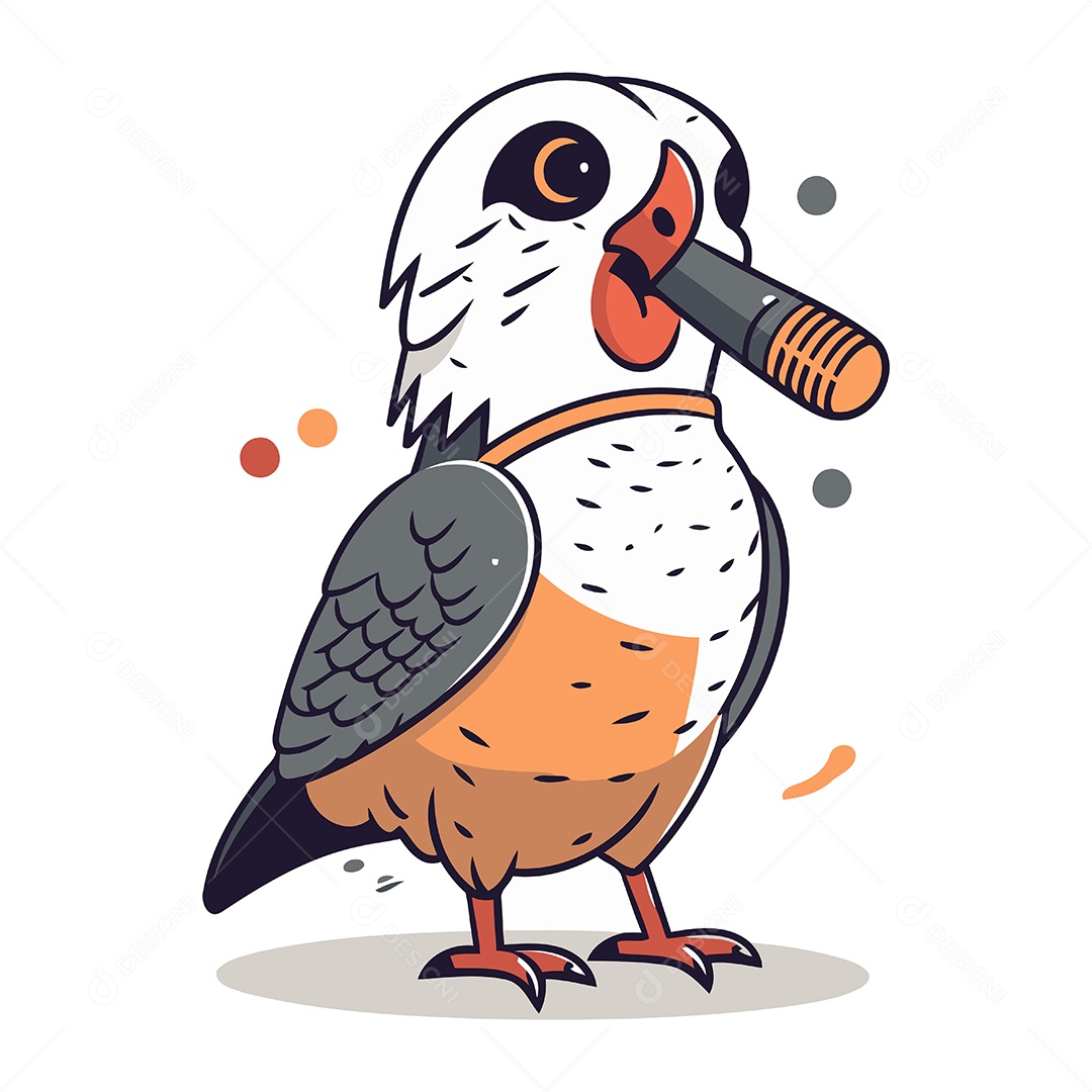 Pássaro com um Cachimbo no Bico Ilustração Vetor EPS