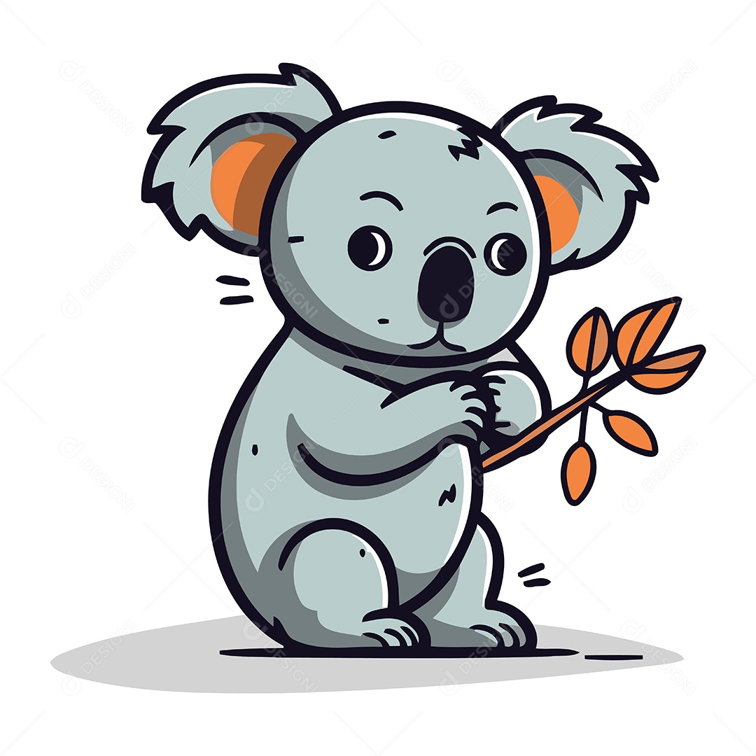 Coala com um Graveto Ilustração Vetor EPS