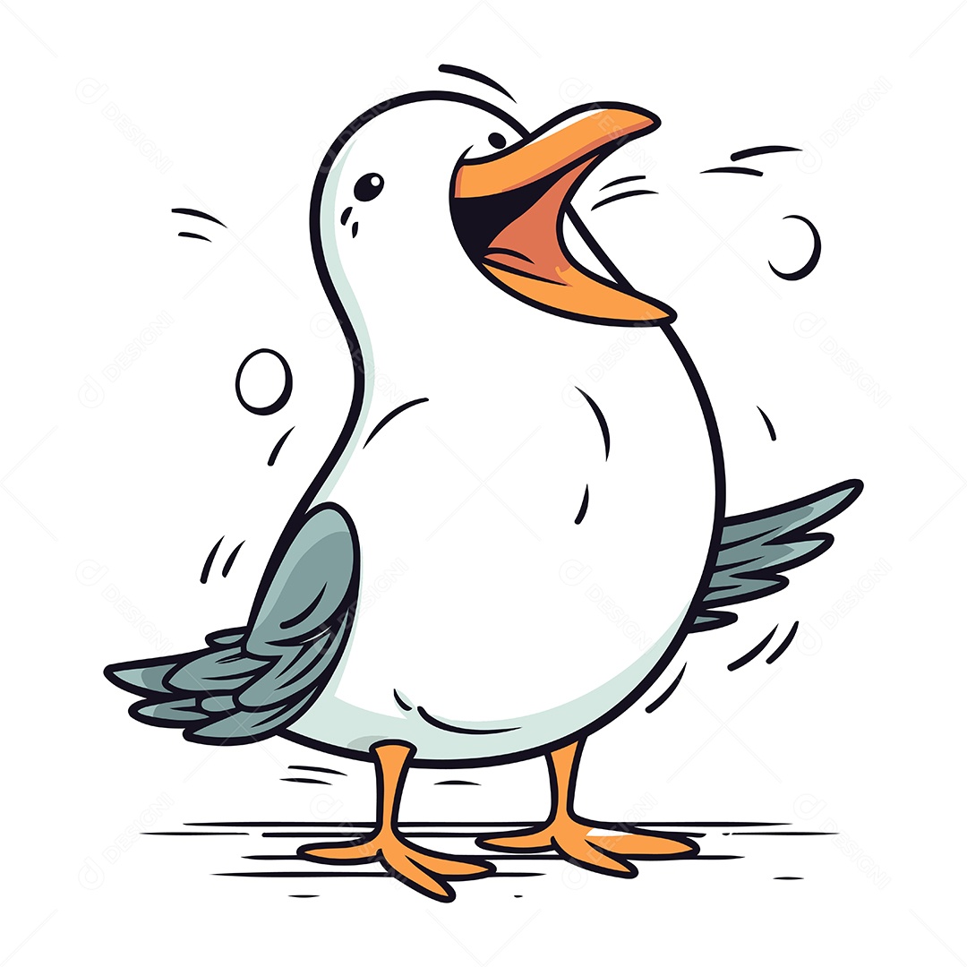 Gaivota Fofa de Desenho Animado Ilustração Vetor EPS