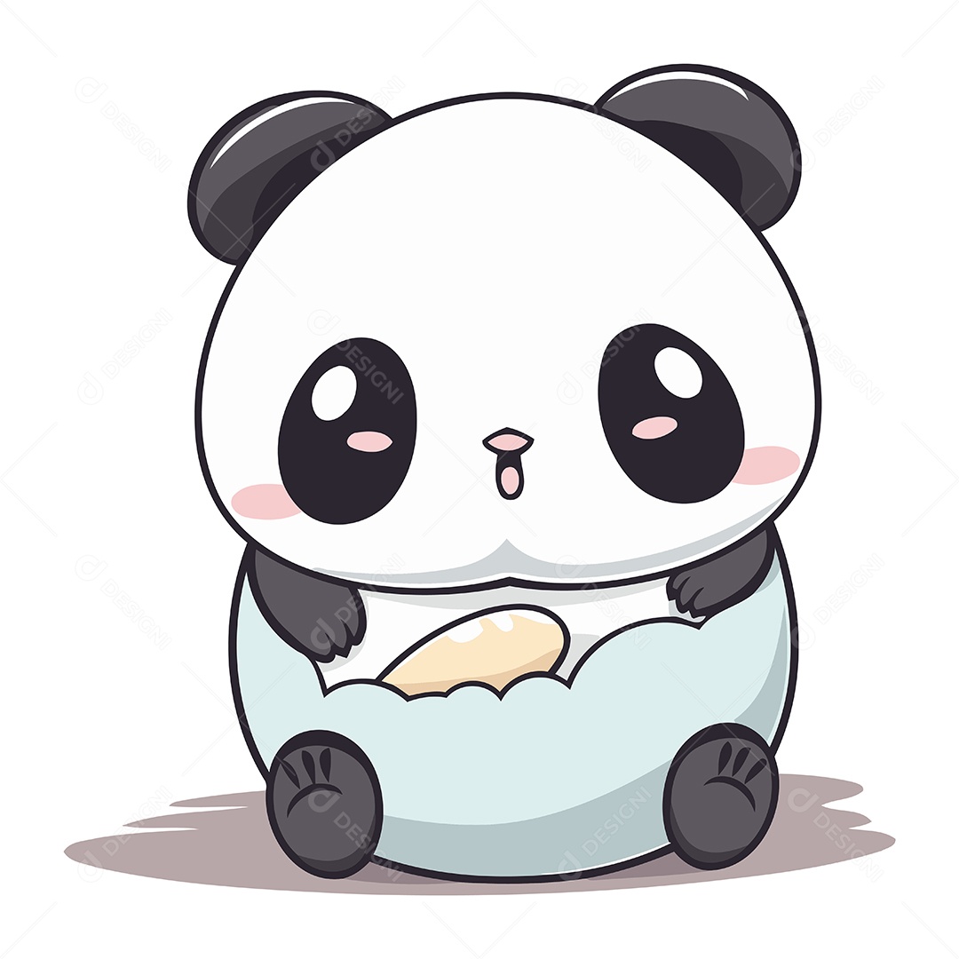 Urso Panda Fofo de Desenho Animado Ilustração Vetor EPS