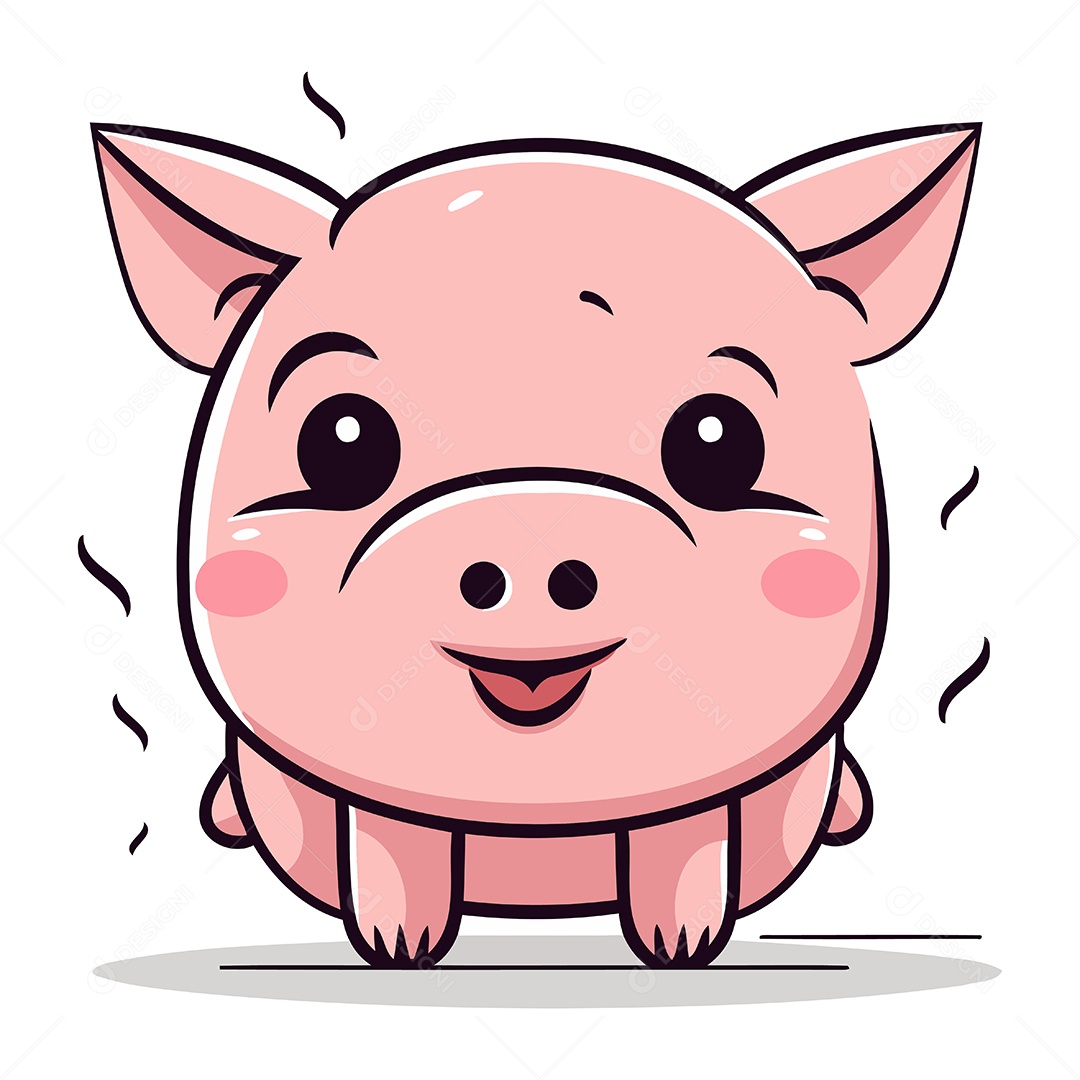 Porco de Desenho Animado Ilustração Vetor EPS