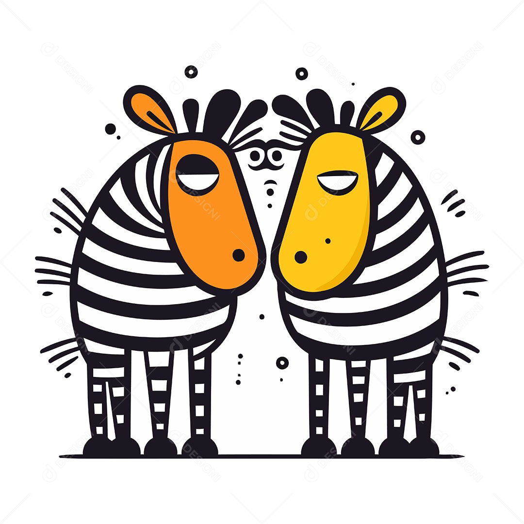 Zebras de Desenho Animado Ilustração Vetor EPS