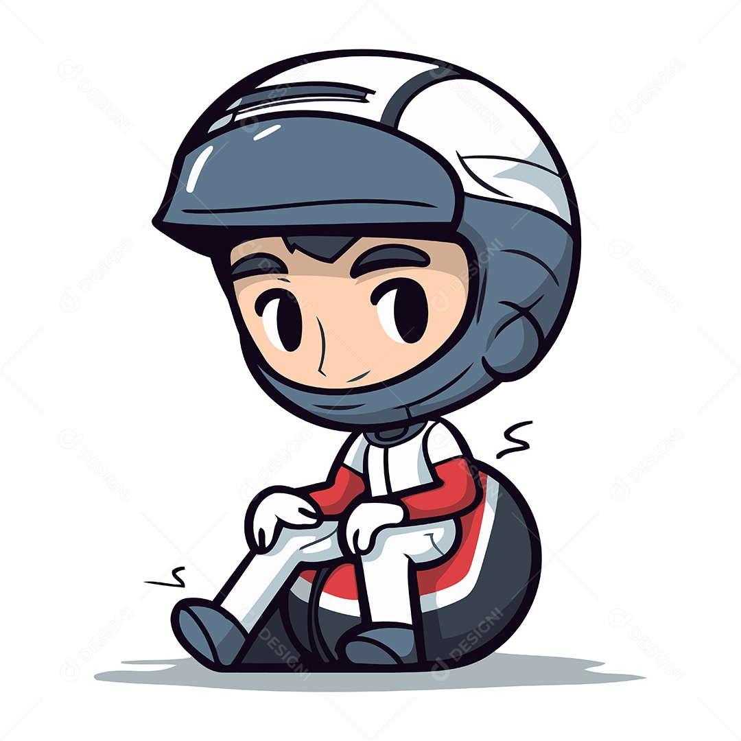 Motociclista de Desenho Animado Ilustração Vetor EPS