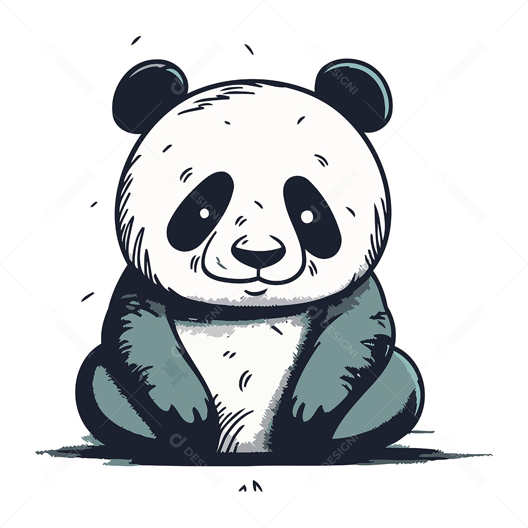 Urso Panda Fofo de Desenho Animado Ilustração Vetor EPS