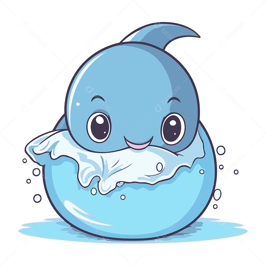 Baleia Azul de Desenho Animado Ilustração Vetor EPS