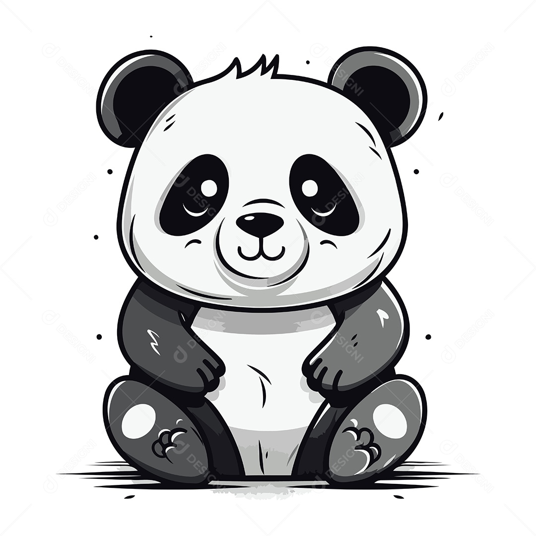 Urso Panda de Desenho Animado Ilustração Vetor EPS