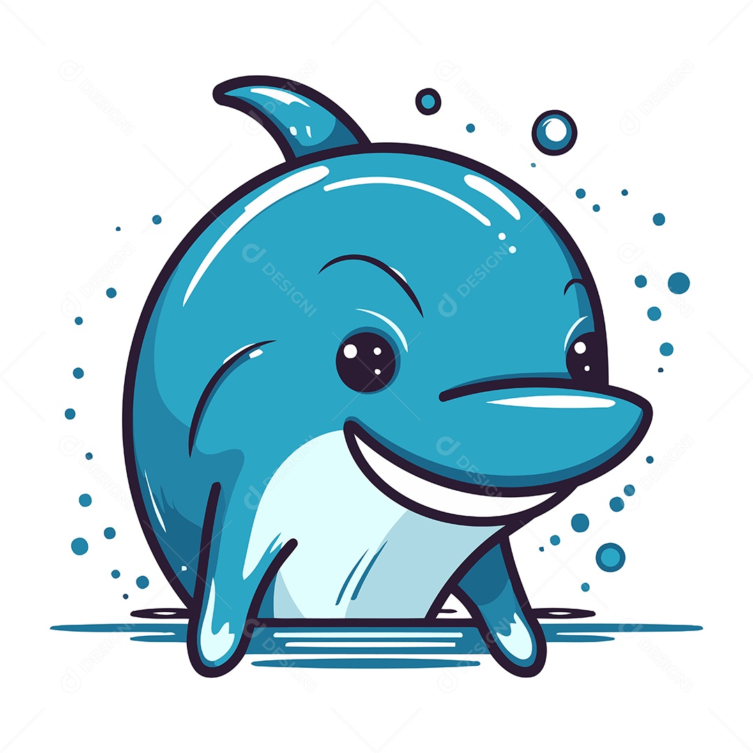 Golfinho de Desenho Animado Ilustração Vetor EPS