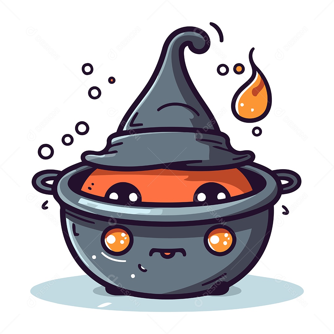 Caldeirão Fofo de Bruxa Ilustração Vetor EPS