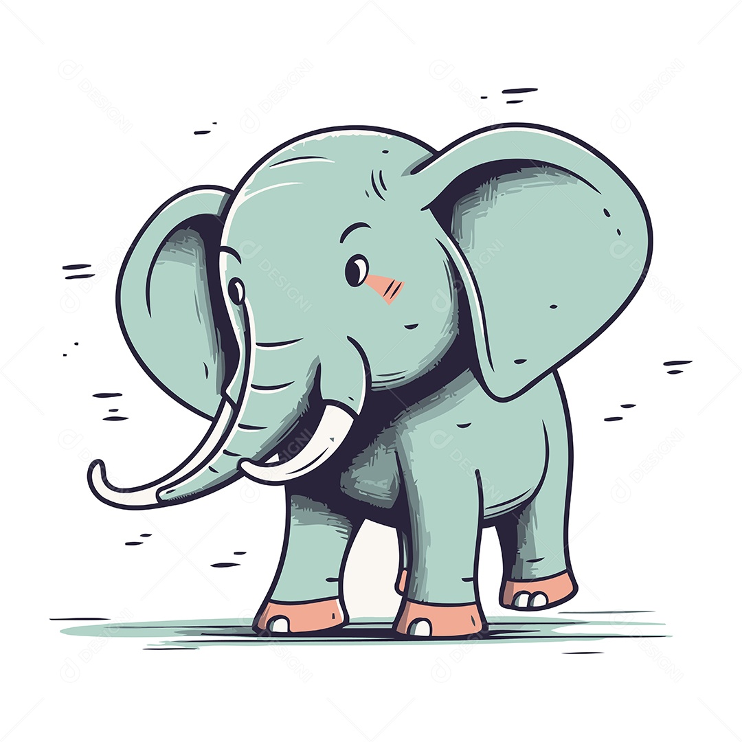 Elefante de Desenho Animado Ilustração Vetor EPS