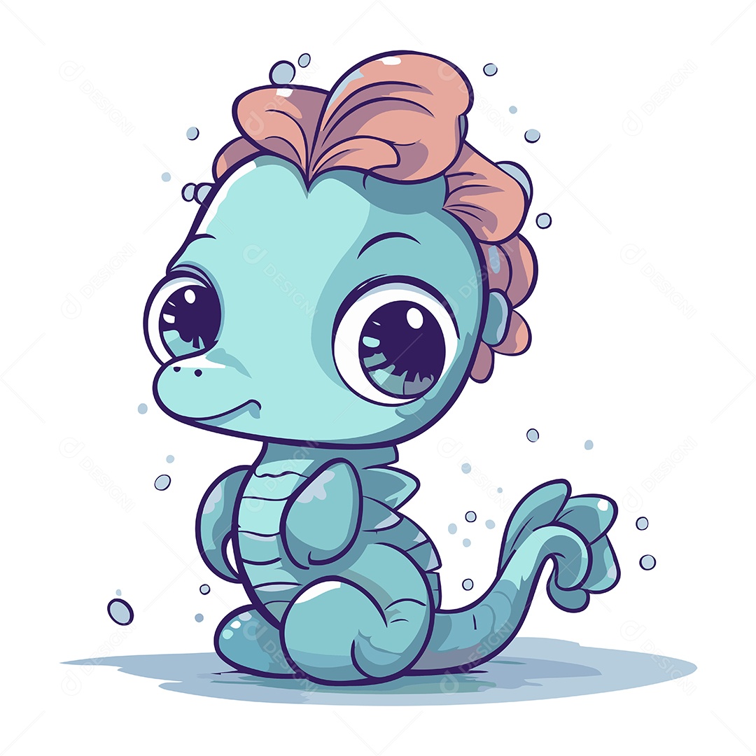 Cavalo Marinho de Desenho Animado Ilustração Vetor EPS