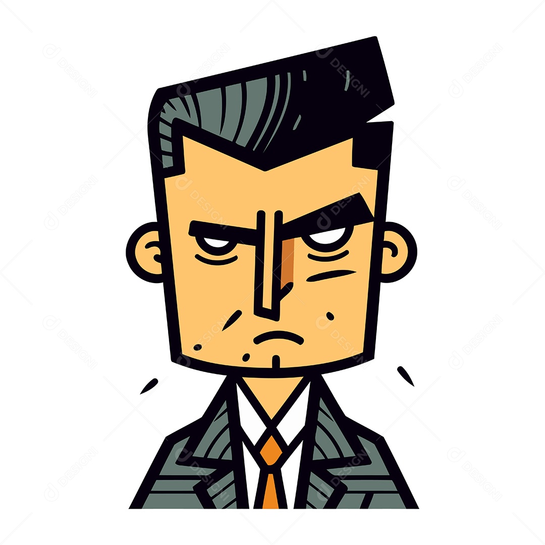 Empresário Irritado de Desenho Animado Ilustração Vetor EPS