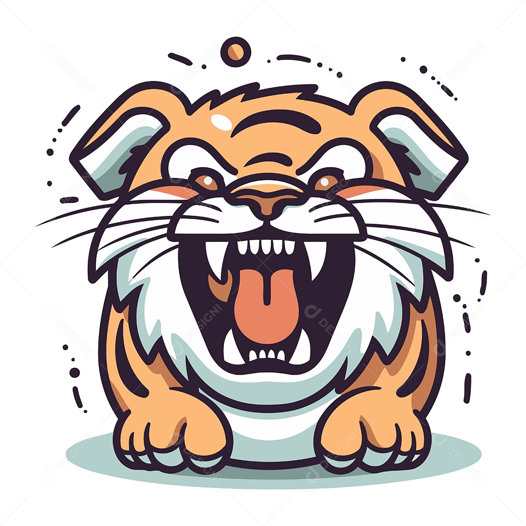 Tigre Bravo de Desenho Animado Ilustração Vetor EPS