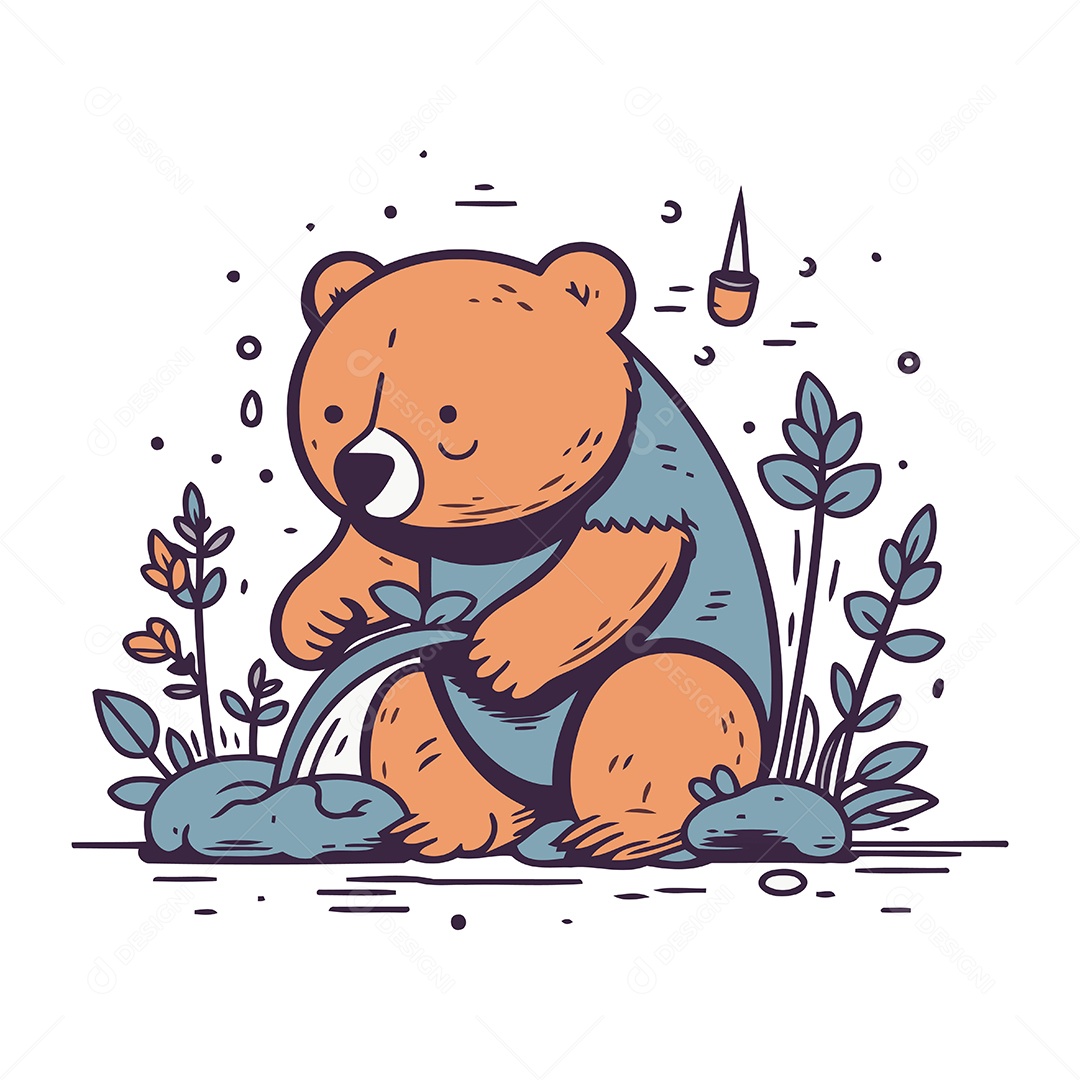 Urso de Desenho Animado Ilustração Vetor EPS