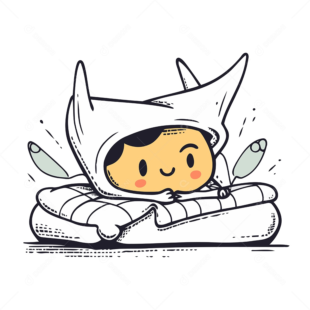 Menino Deitado Sobre um Travesseiro Ilustração Vetor EPS