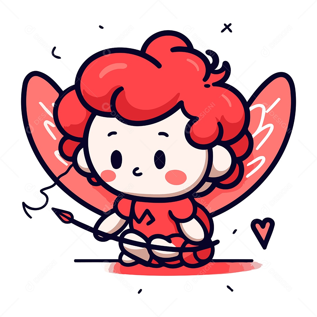 Cupido Fofo com Flecha Ilustração Vetor EPS