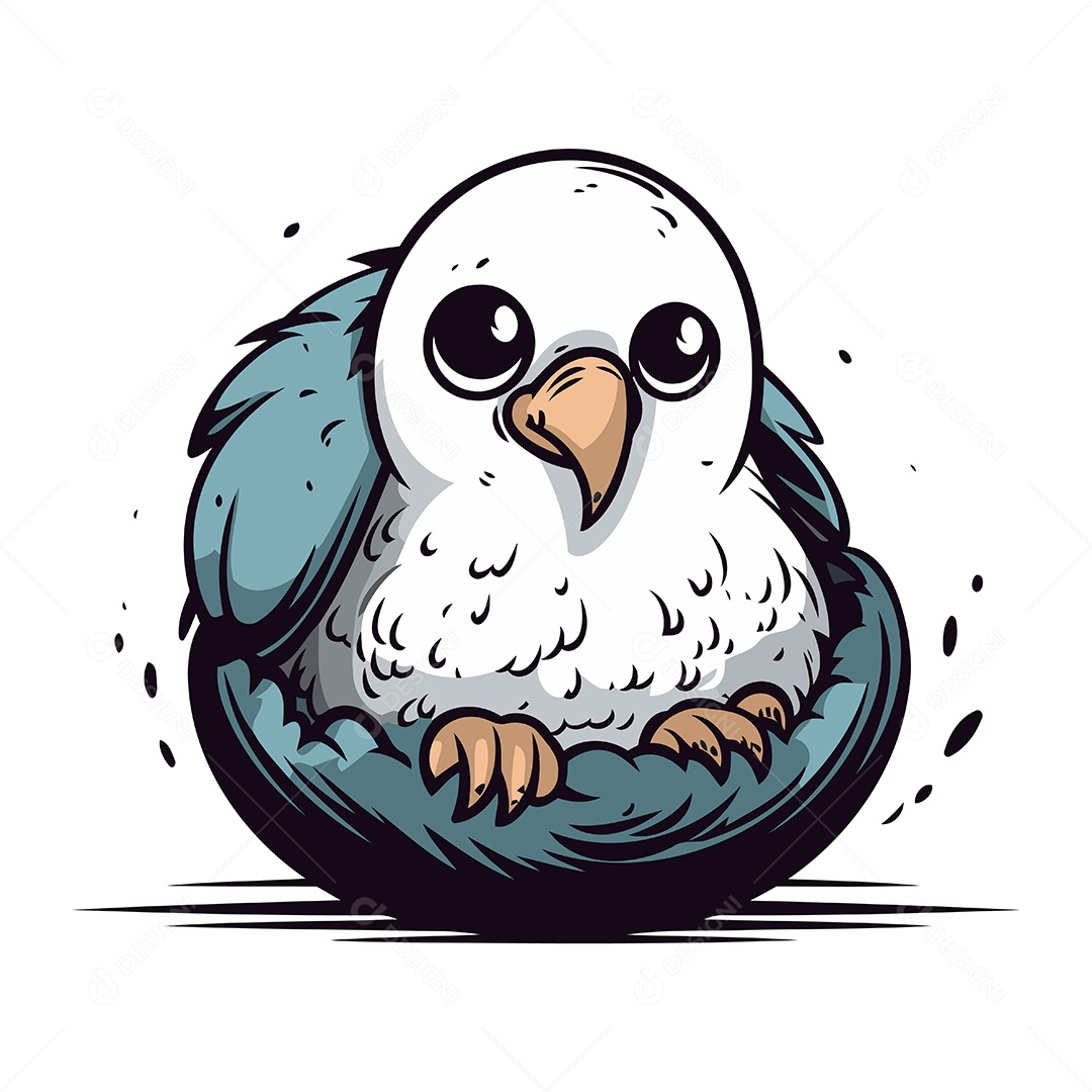 Pássaro de Desenho Animado em um Ninho Ilustração Vetor EPS