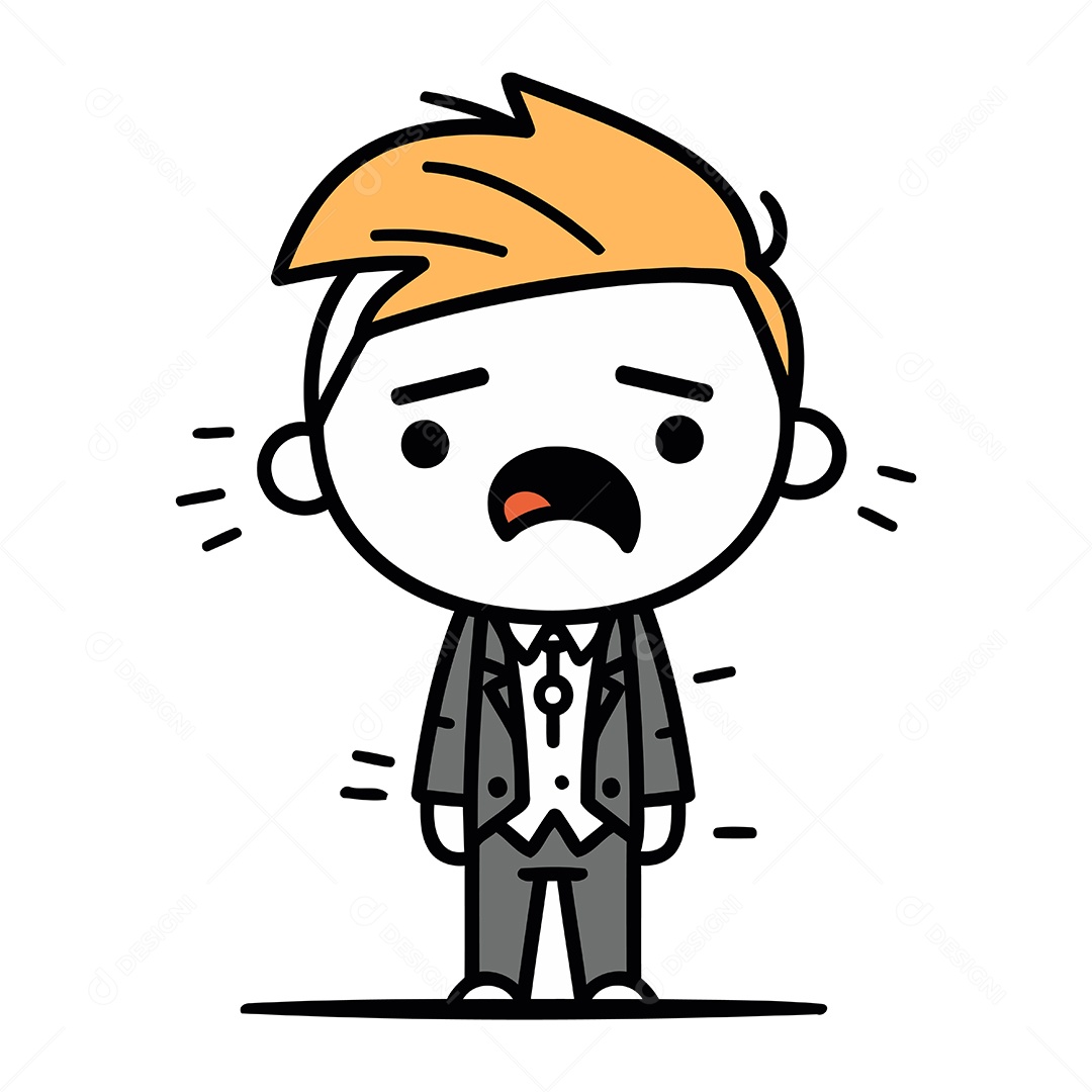 Homem Irritado de Desenho Animado Ilustração Vetor EPS