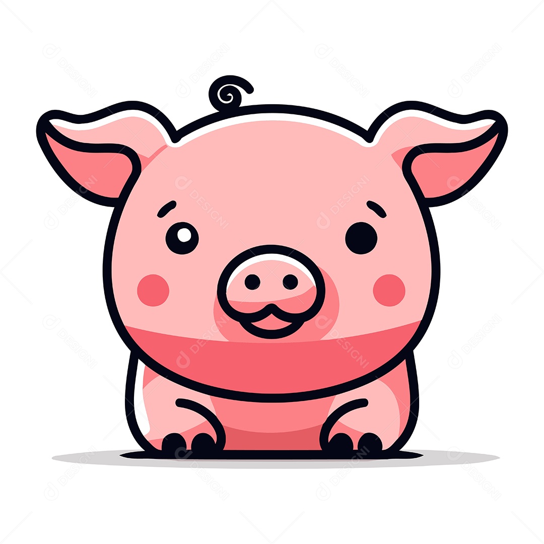 Porco de Desenho Animado Ilustração Vetor EPS