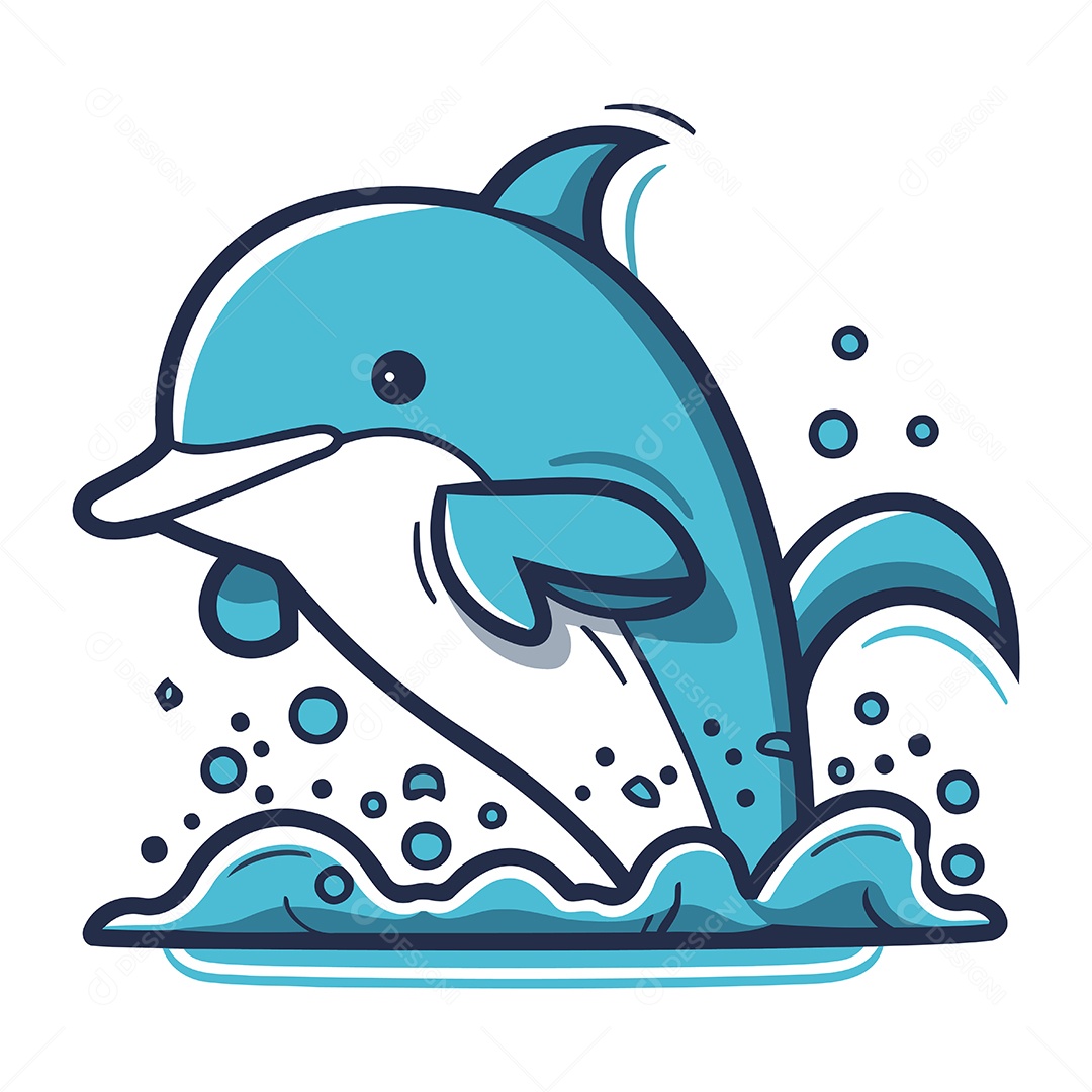 Golfinho de Desenho Animado Ilustração Vetor EPS