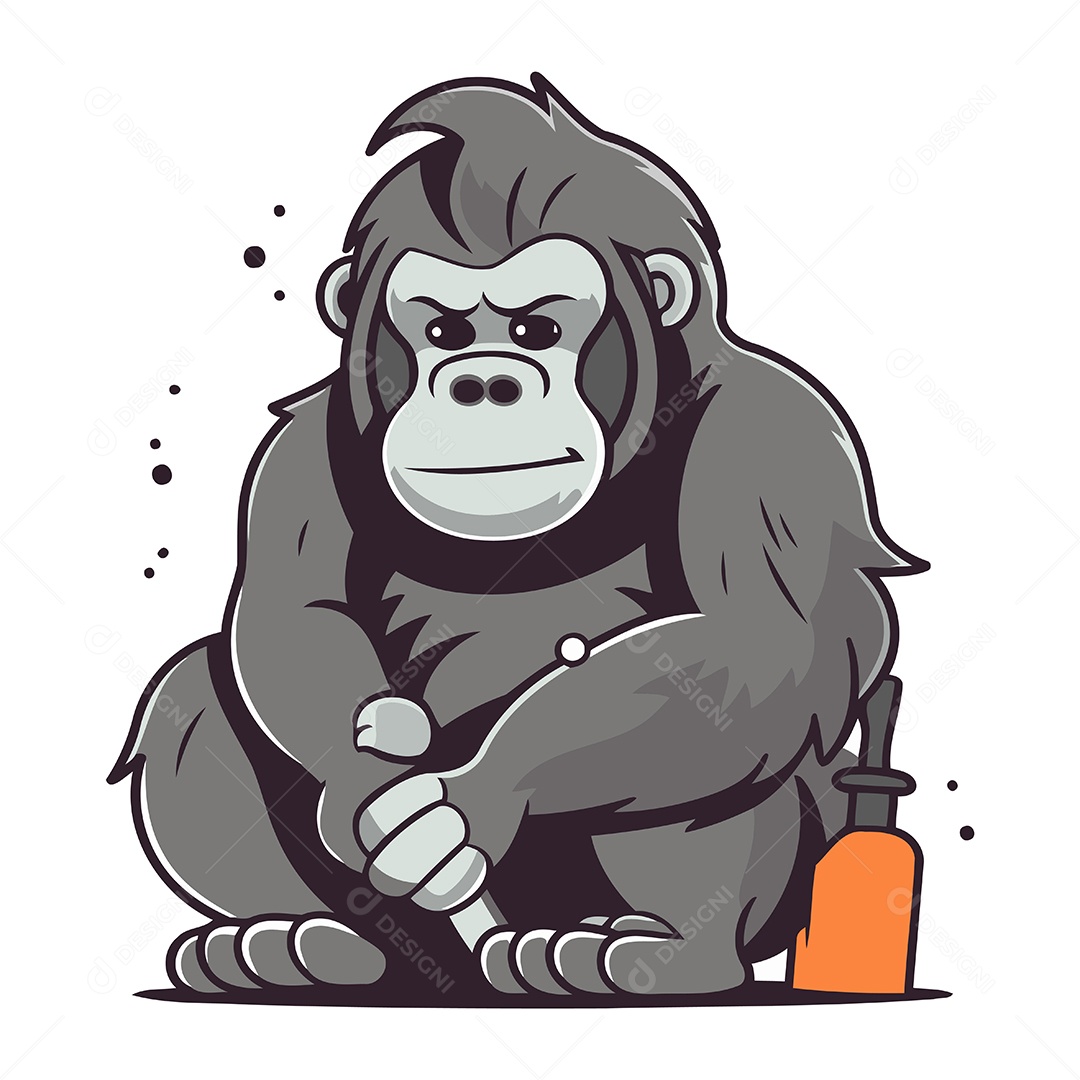 Gorila de Desenho Animado Ilustração Vetor EPS