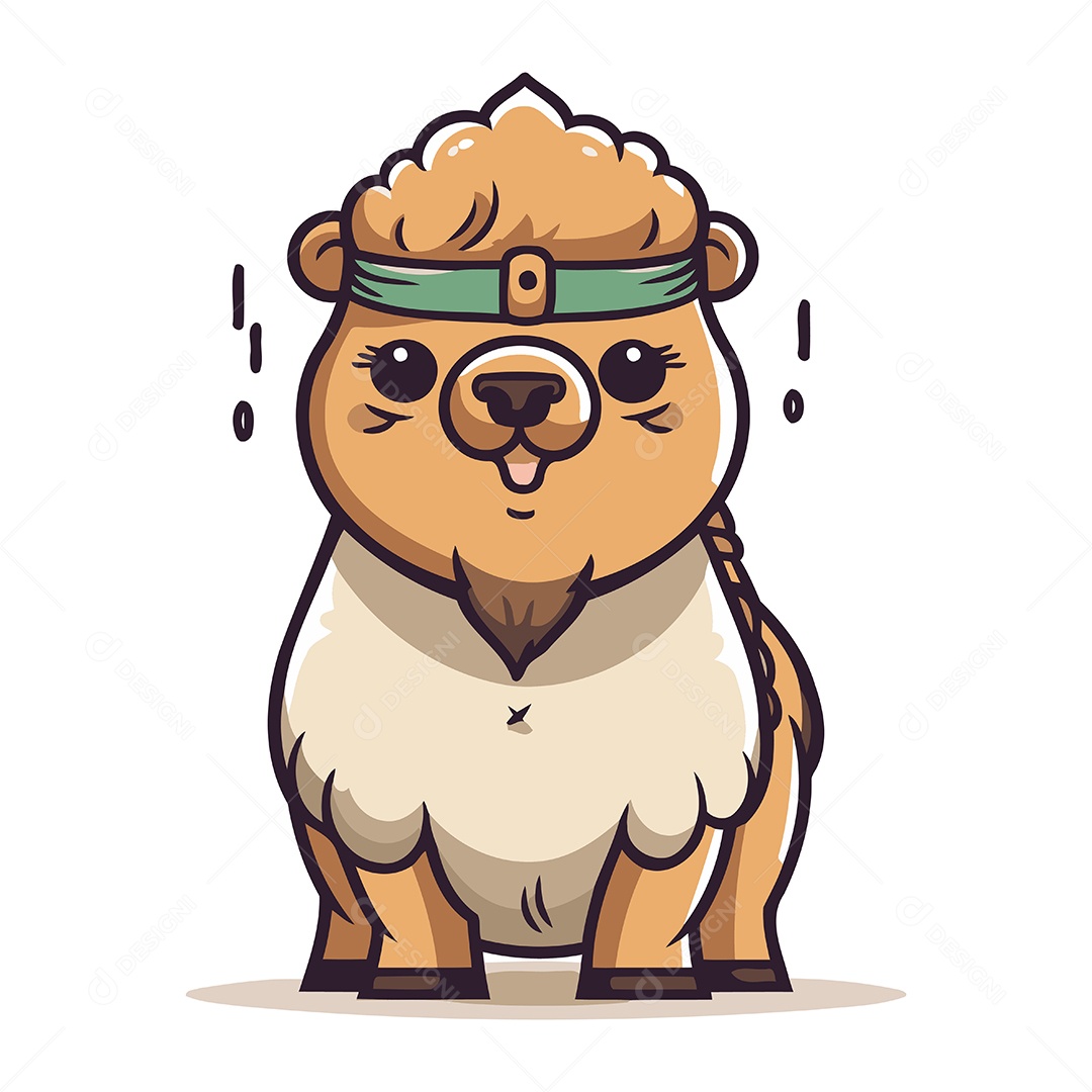 Alpaca com uma Bandagem na Cabeça Ilustração Vetor EPS