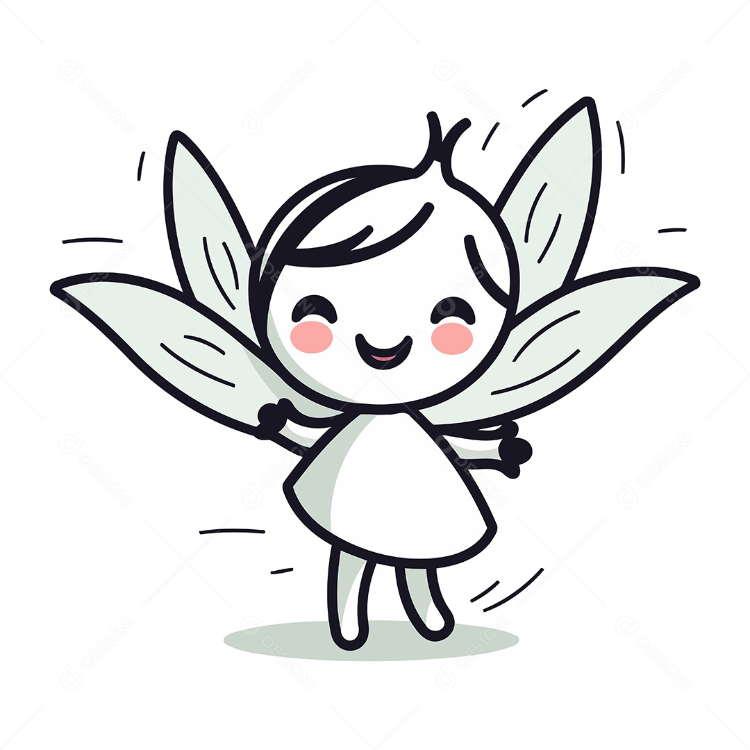 Anjinho Fofo de Desenho Animado Ilustração Vetor EPS