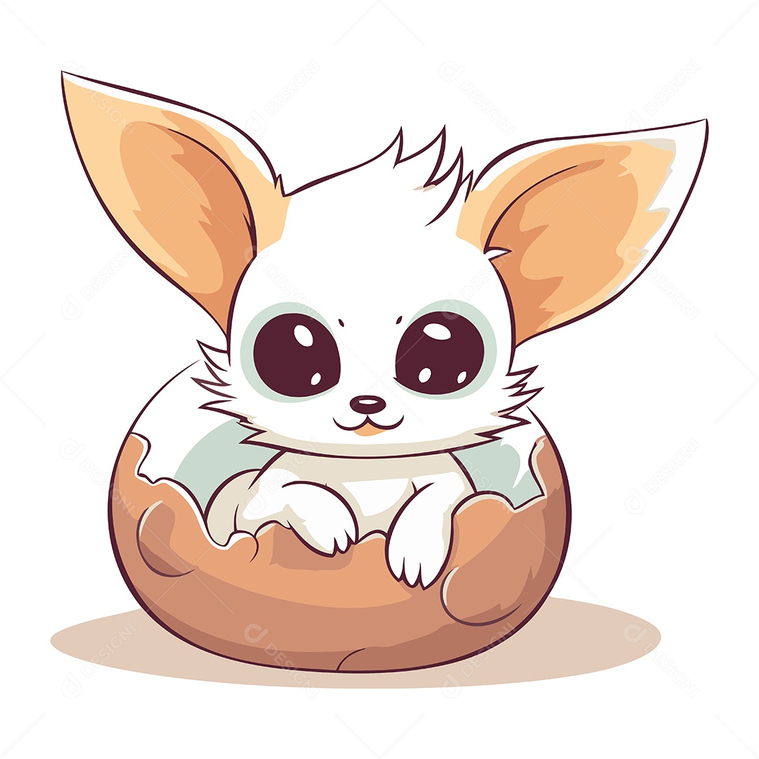 Raposa Fofa de Desenho Animado em Ovo Ilustração Vetor EPS