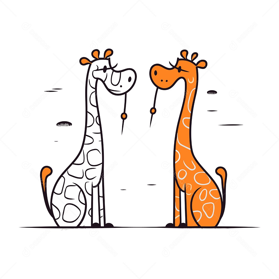 Girafas de Desenho Animado Ilustração Vetor EPS