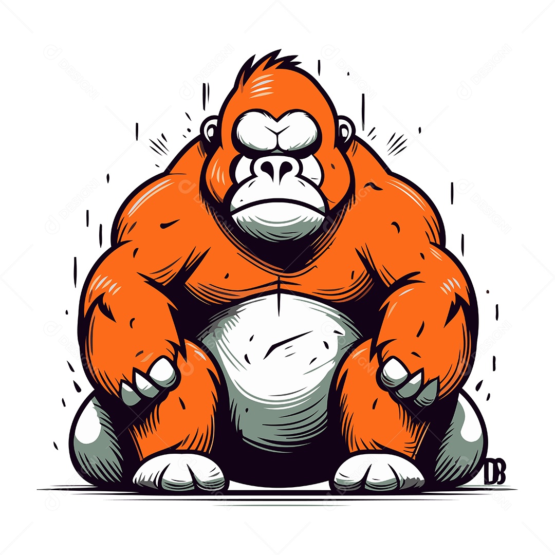 Orangotango de Desenho Animado Ilustração Vetor EPS