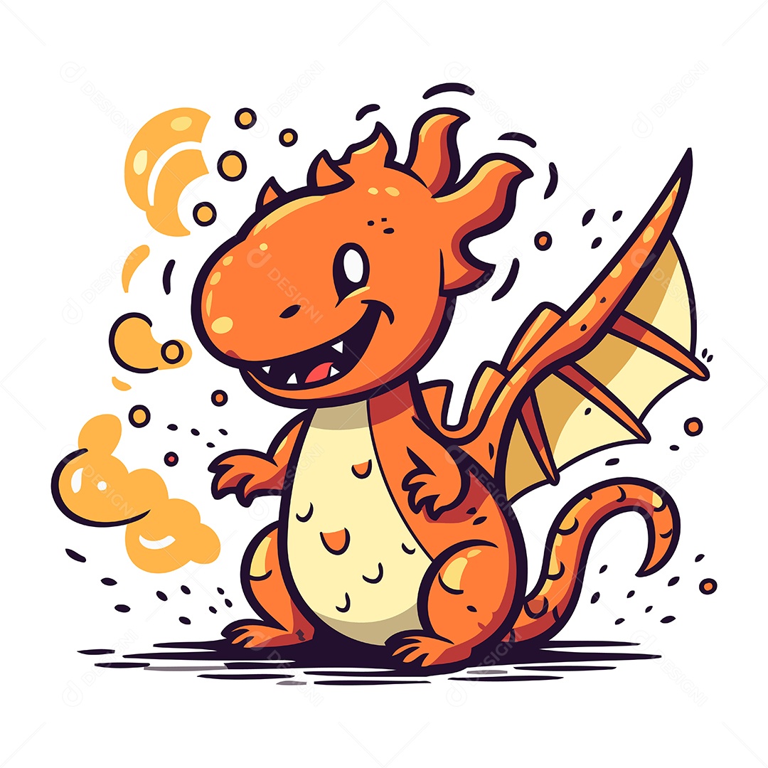 Dragão de Desenho Animado Ilustração Vetor EPS