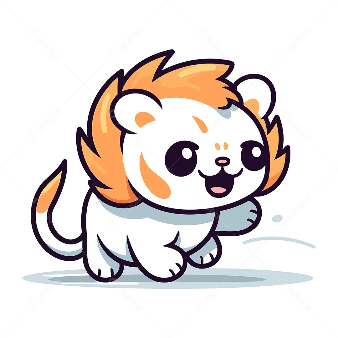 Leão Fofo de Desenho Animado Ilustração Vetor EPS