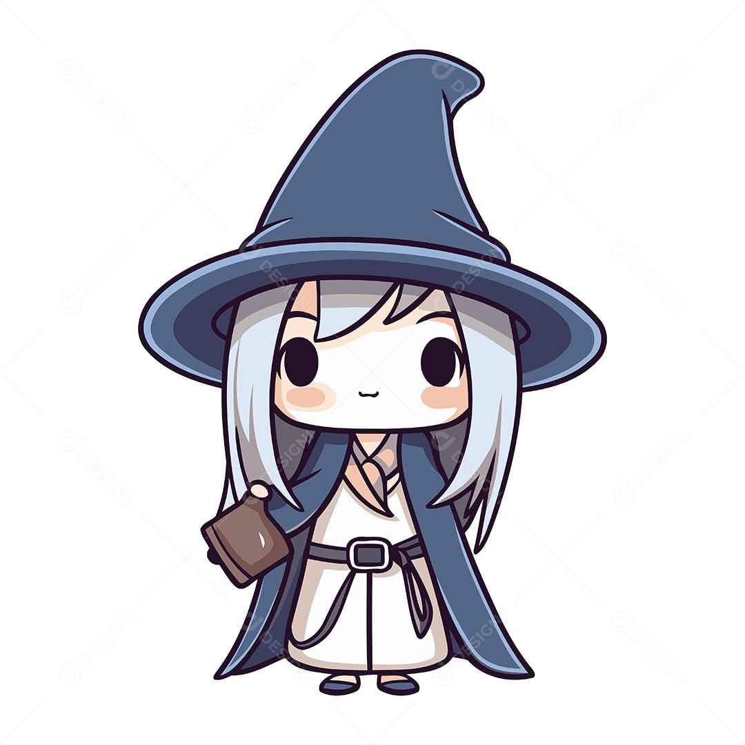 Bruxa Fofa com uma Maleta Ilustração Vetor EPS