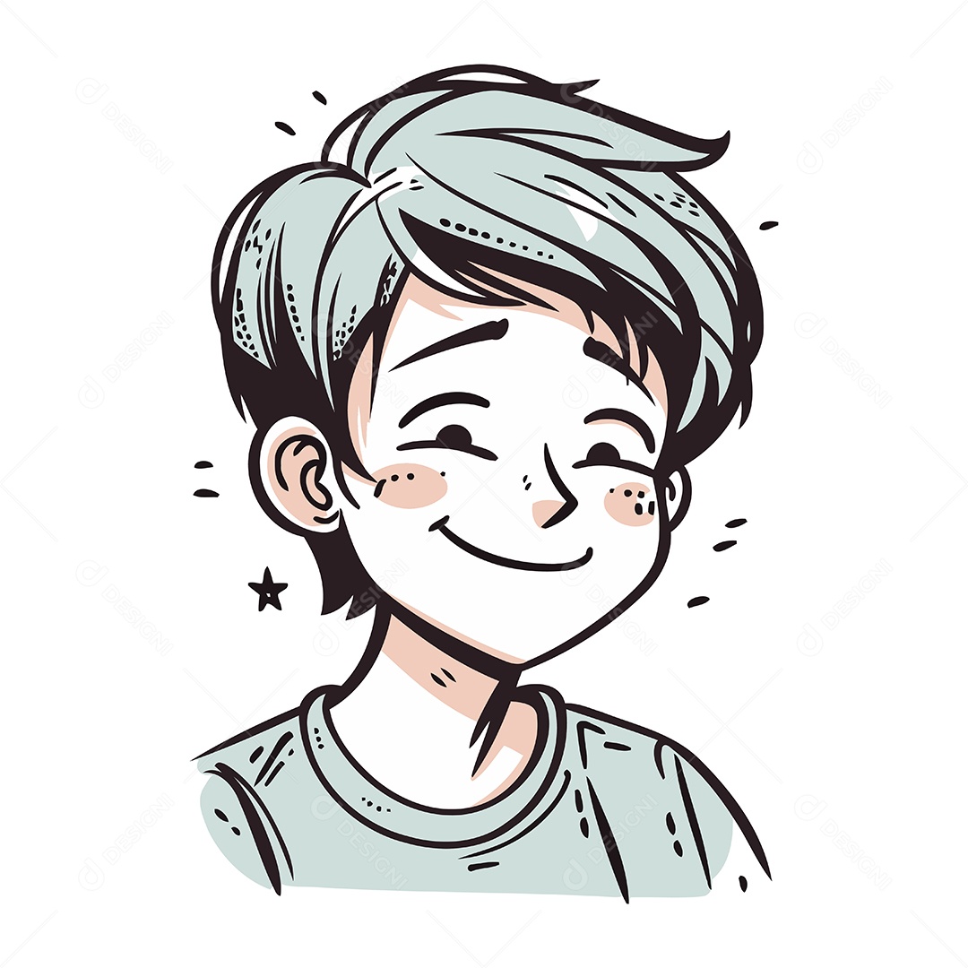 Menino Sorridente de Desenho Animado Ilustração Vetor EPS
