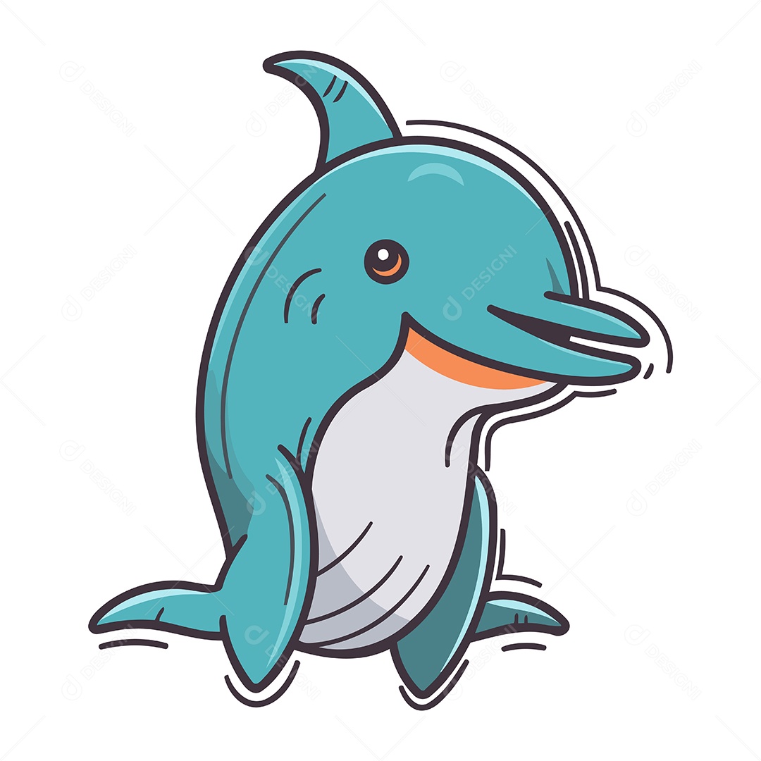 Golfinho de Desenho Animado Ilustração Vetor EPS