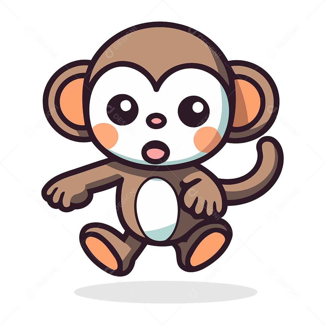 Macaco Fofo de Desenho Animado Ilustração Vetor EPS