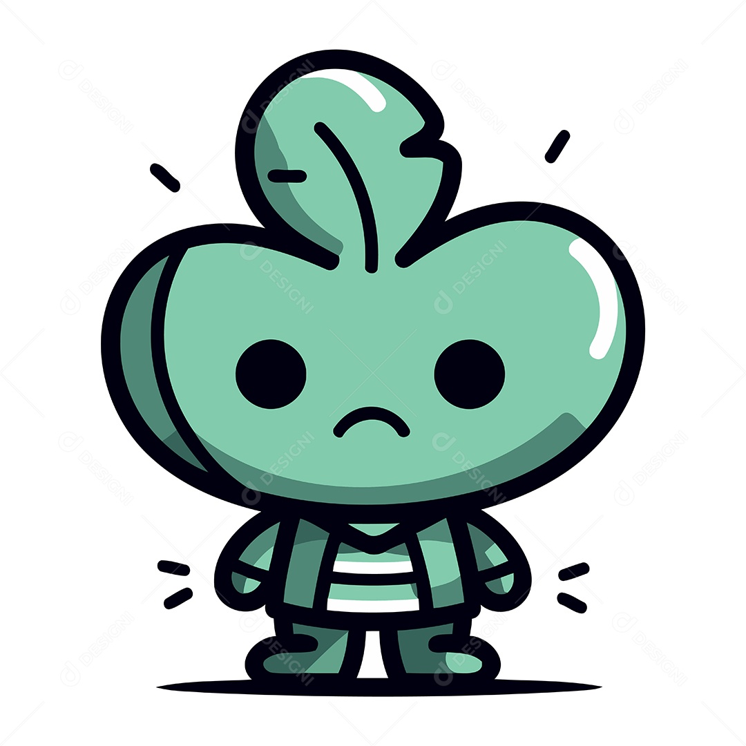 Personagem de Desenho Animado com uma Folha no Topo Ilustração Vetor EPS