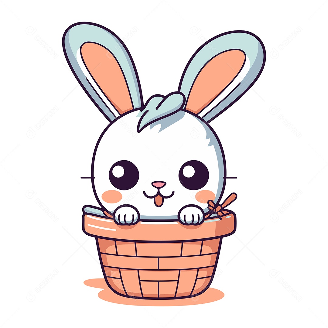 Coelho Fofo em uma Cesta Ilustração Vetor EPS