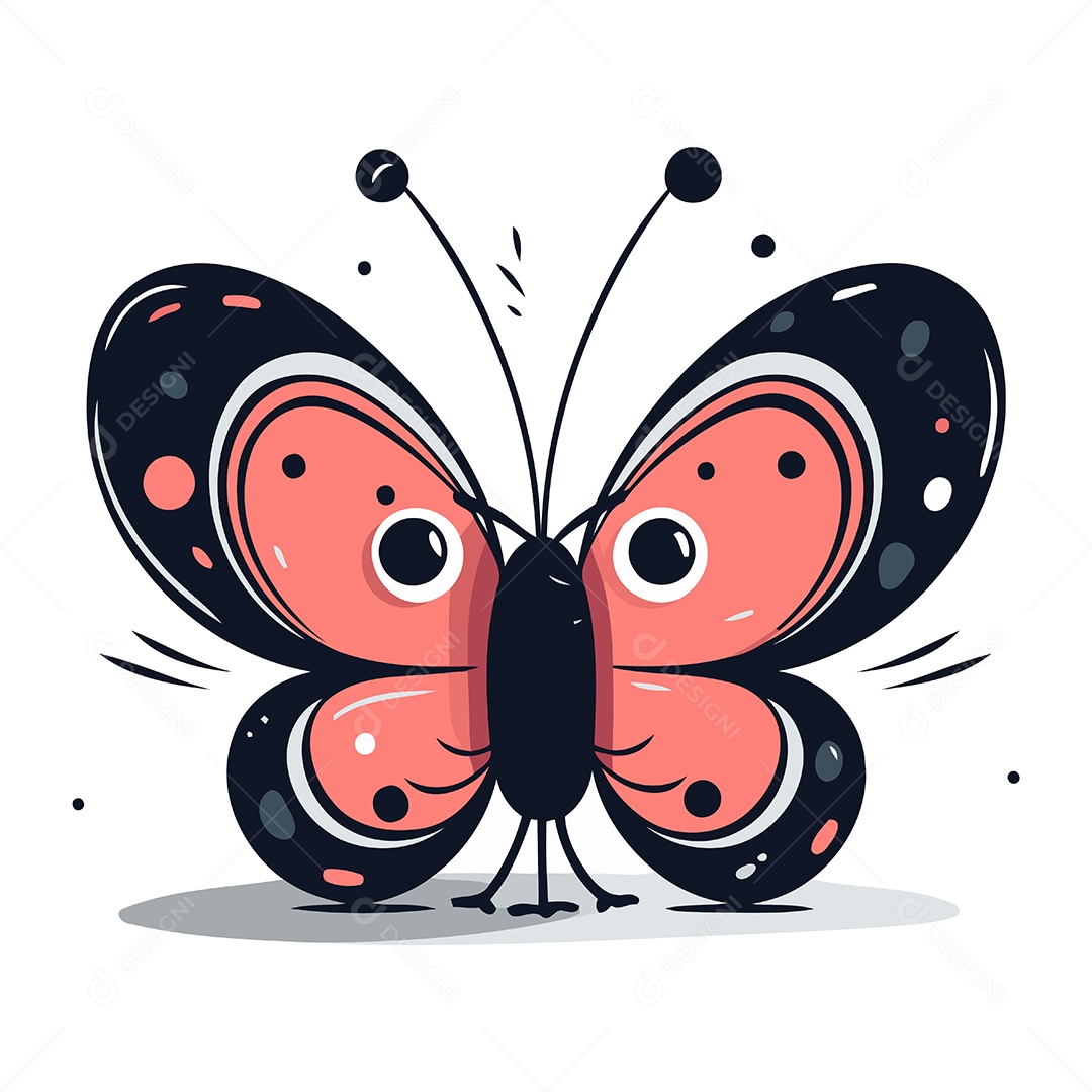 Borboleta Fofa de Desenho Animado Ilustração Vetor EPS