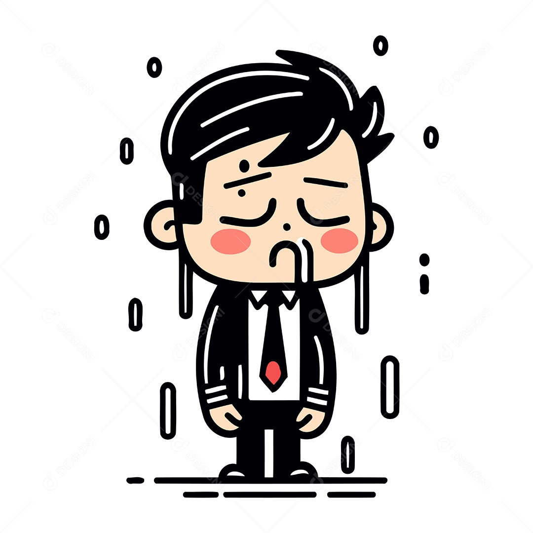 Empresário Chorando de Desenho Animado Ilustração Vetor EPS
