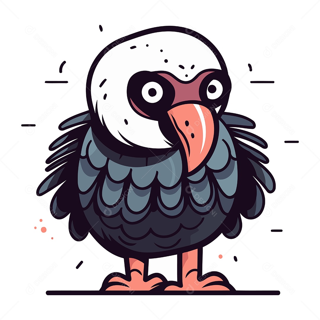 Abutre Fofo de Desenho Animado Ilustração Vetor EPS