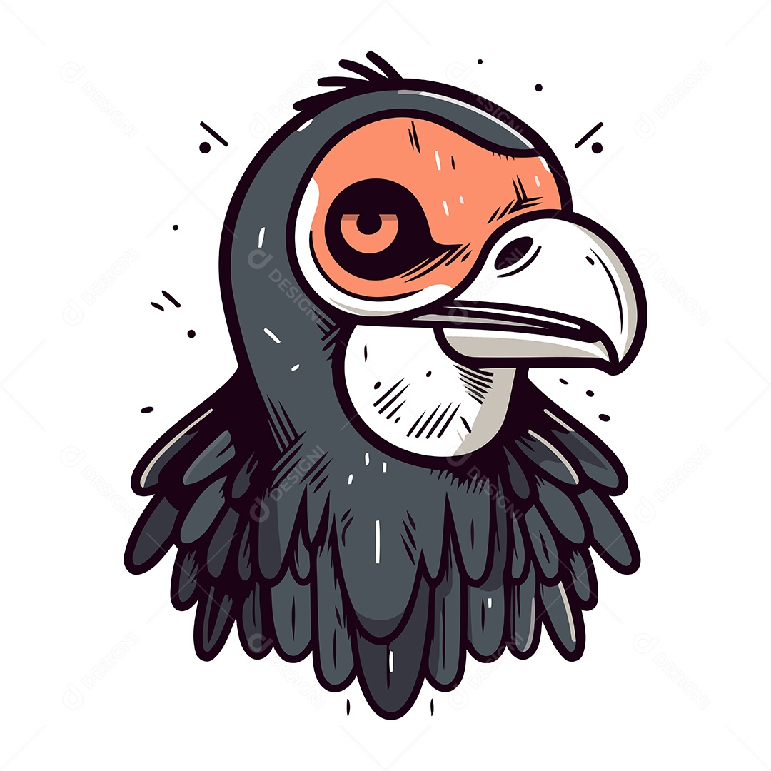 Cabeça de Abutre Desenho Animado Ilustração Vetor EPS
