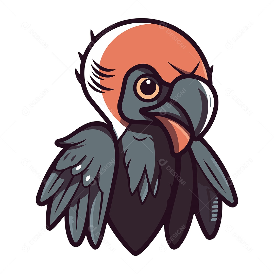 Cabeça de Abutre Desenho Animado Ilustração Vetor EPS