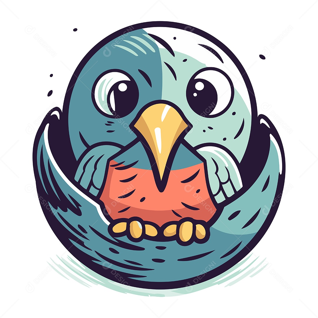 Passarinho Fofo no Ninho Ilustração Vetor EPS