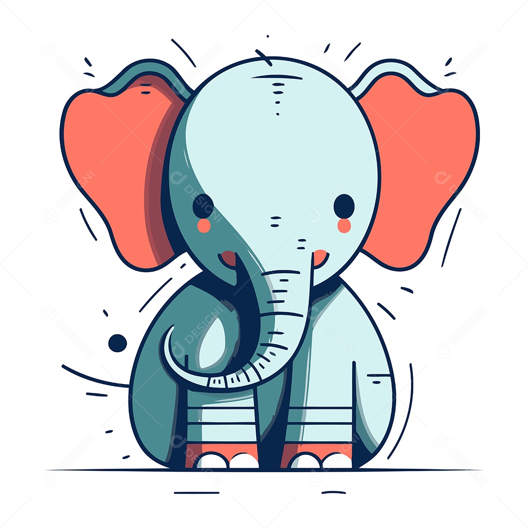 Elefante de Desenho Animado Ilustração Vetor EPS