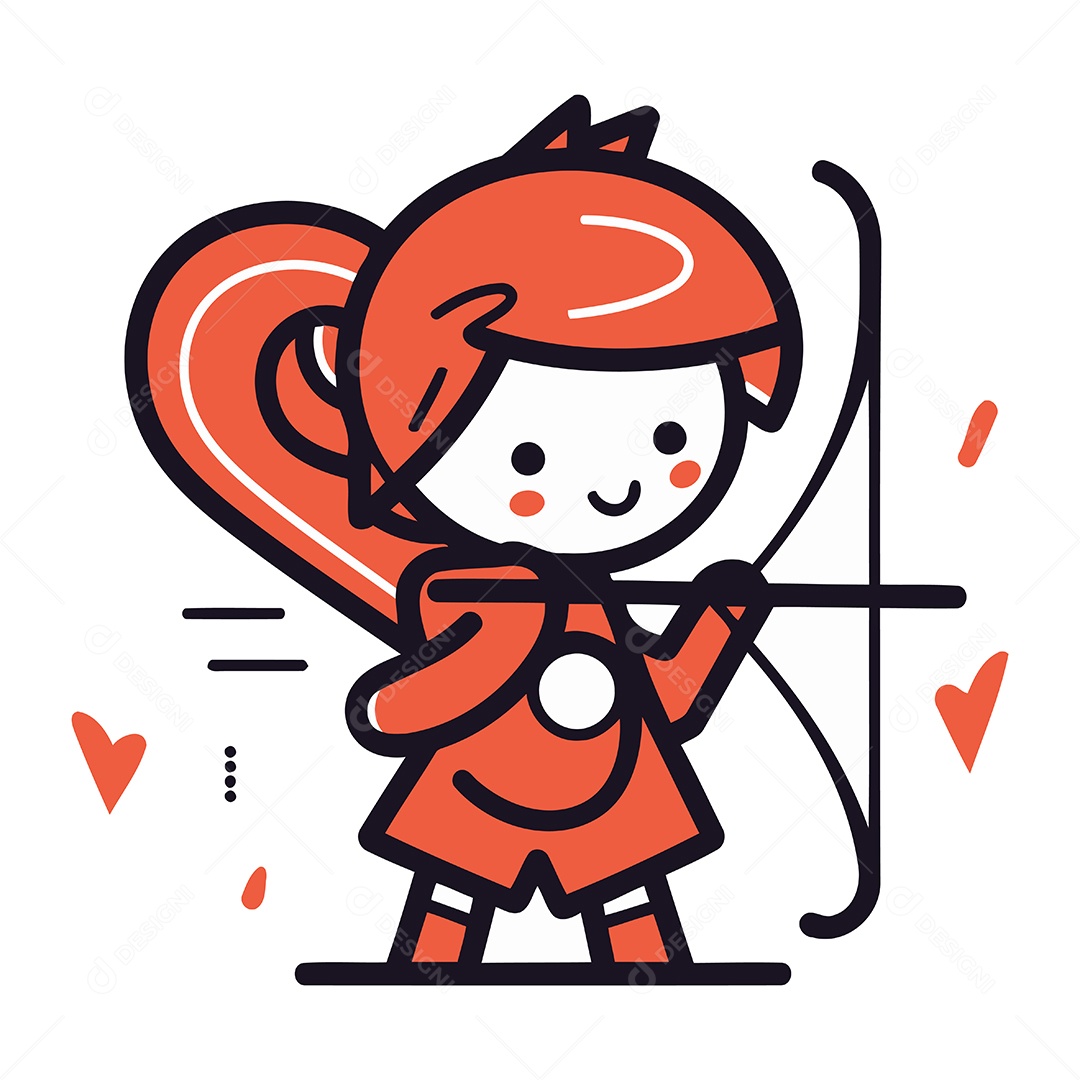 Cupido com Arco e Flecha Ilustração Vetor EPS