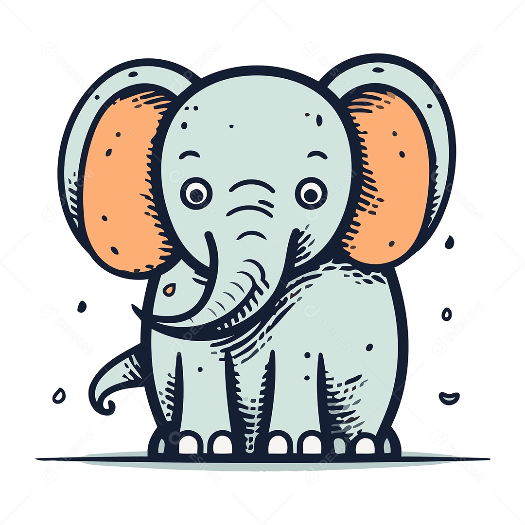 Elefante de Desenho Animado Ilustração Vetor EPS