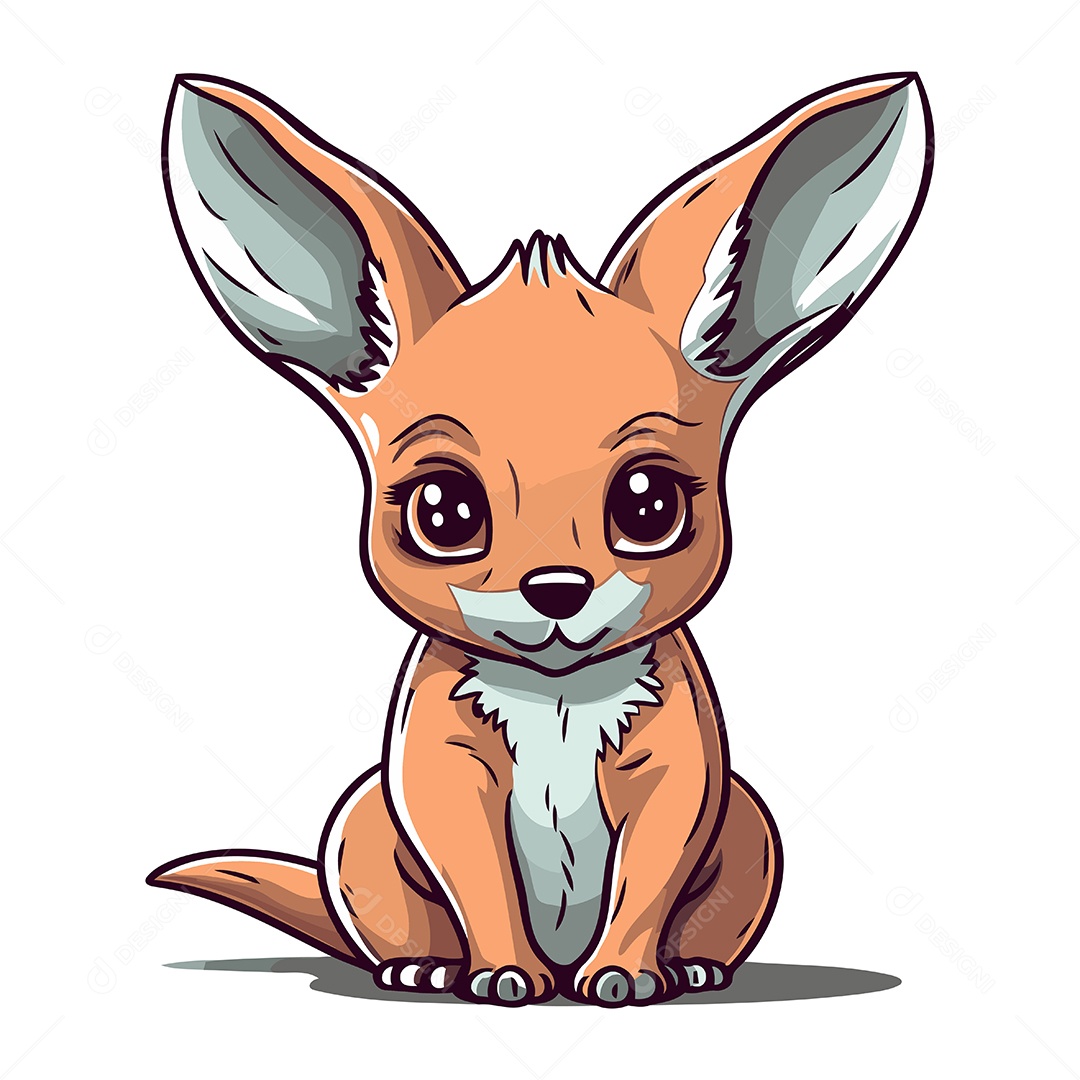 Raposa Fofa de Desenho Animado Ilustração Vetor EPS